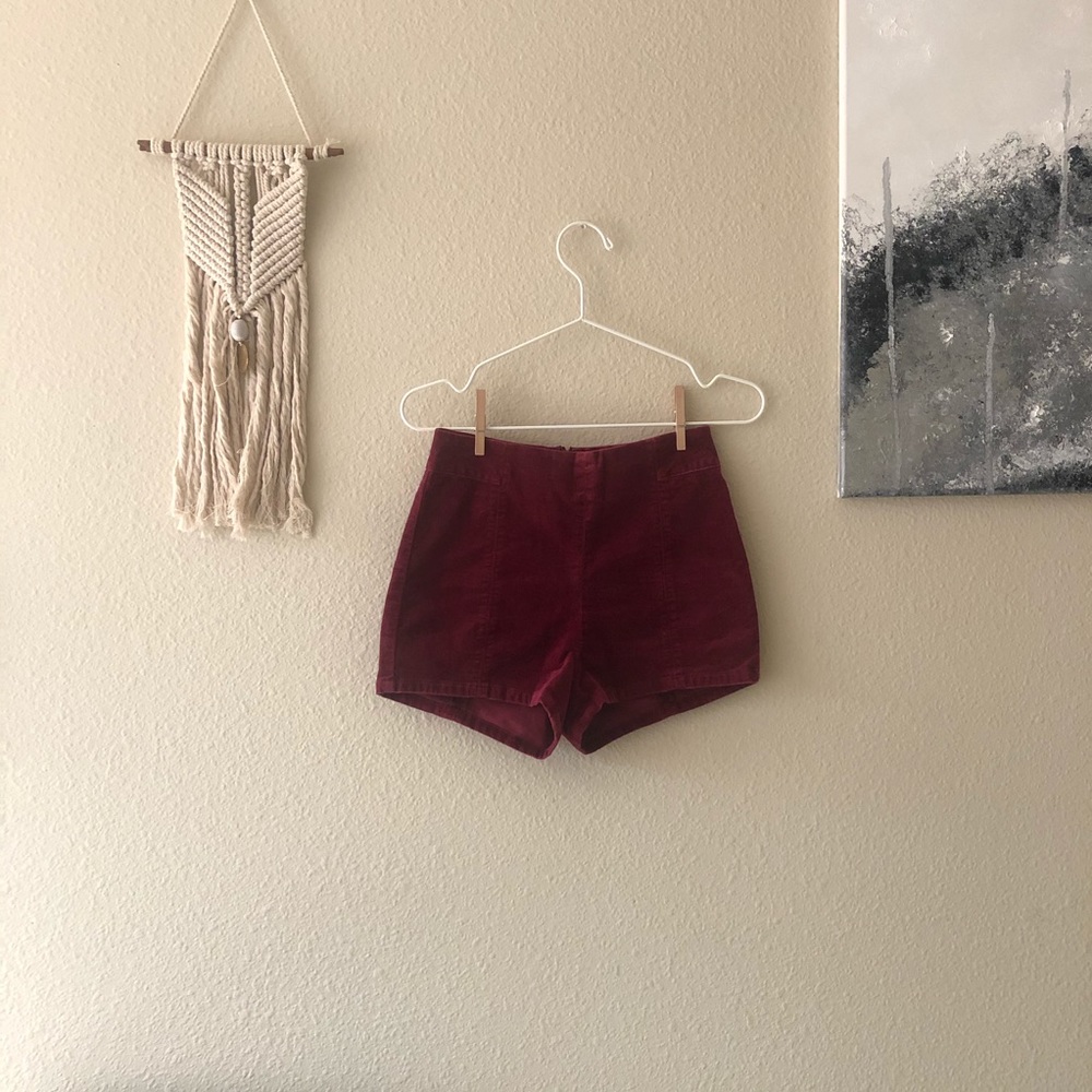 Urban outfitters high rise velvet shorts
